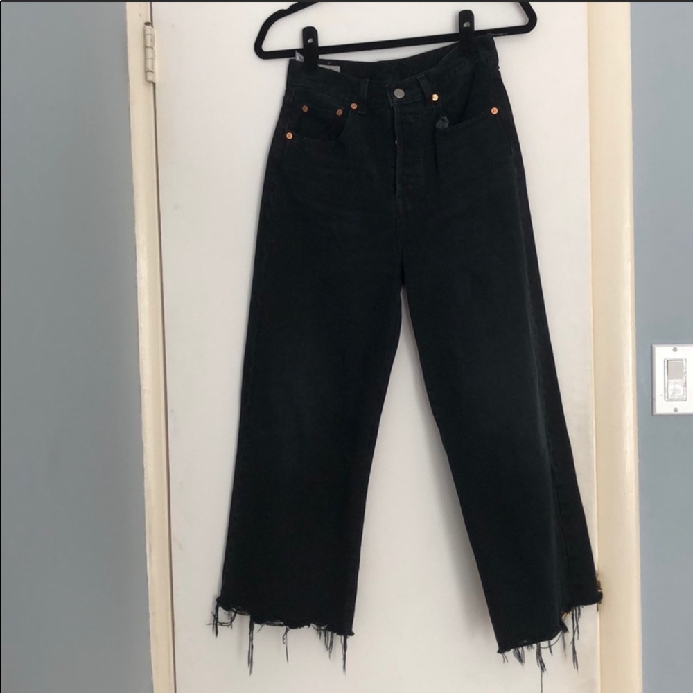 Black High water wide leg Levi’s